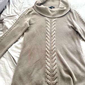 White House Black Market Tan/Gold Metallic sweater